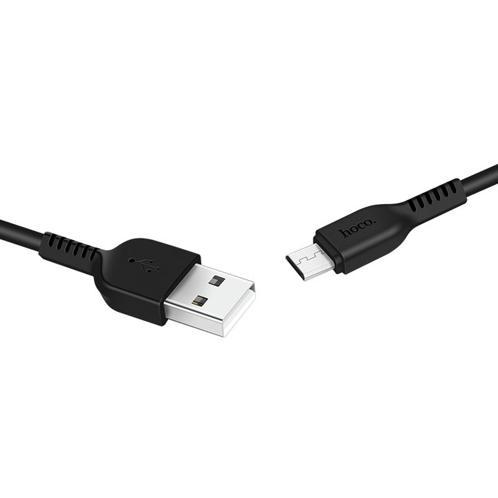  کابل USB به Micro USB هوکو مدل X13 در نمای دو سر سوکت 