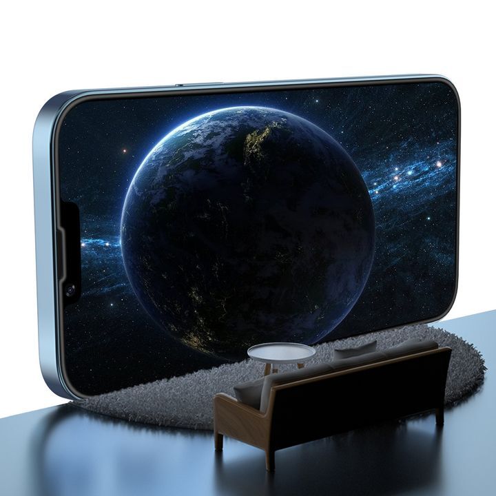 تصویری از گلس 3D Silicone Plus گرین لاین که صفحه نمایش گوشی موبایل اپل مدل iPhone XS Max / 11 Pro Max را پوشانده و نمایی از فضا را در پس زمینه نشان میدهد.