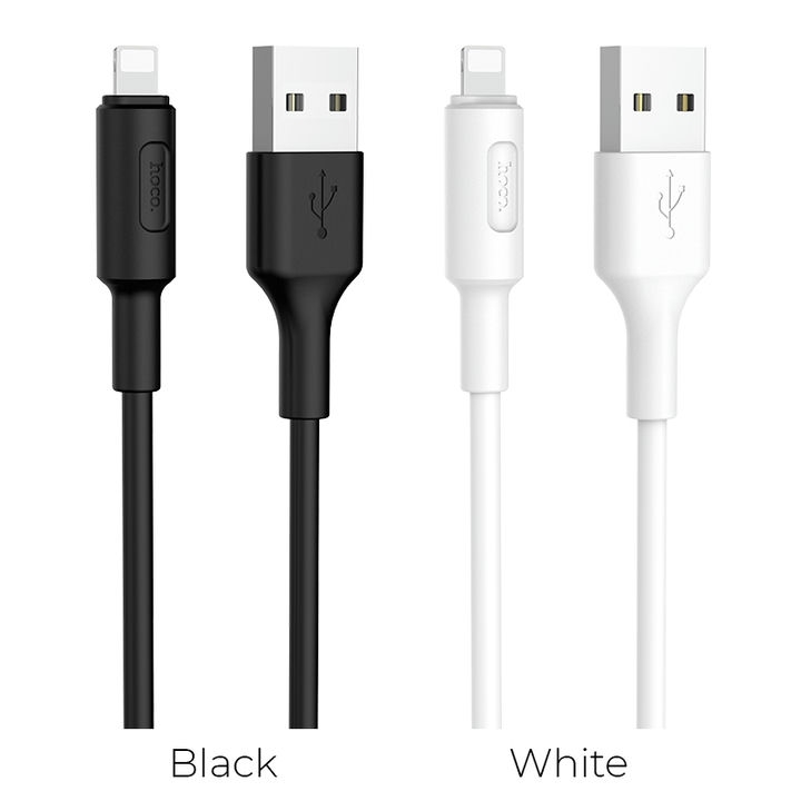  کابل USB به لایتنینگ هوکو مدل X25 به طول 1 متر رنگ سفید و مشکی 